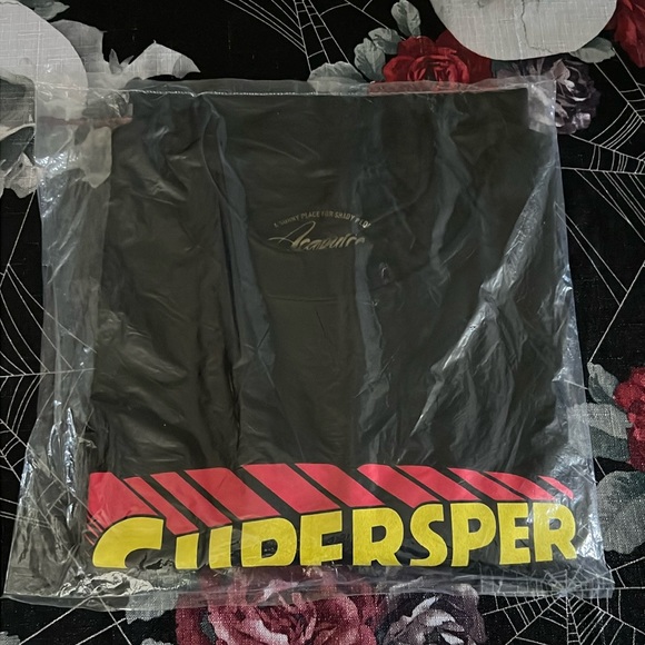 NWT VINTAGE ACAPULCO GOLD CLOTHING SUPERSPERM BLACK COTTON TEE SHIRT SZ LARGE - Picture 1 of 4